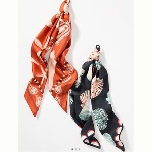 Anthropologie Scarves Set of (2) Hair Scarves, Purse Scarves NEW Seashells